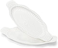 2 Pack Porcelain Oval Serving Platters, 14 Inch Large Embossed White
