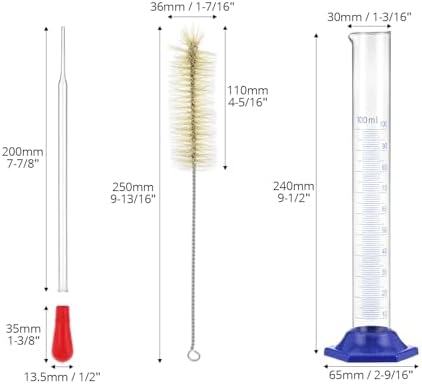 QWORK 100 mL Thick Glass Graduated Cylinder with Bumper Guards &