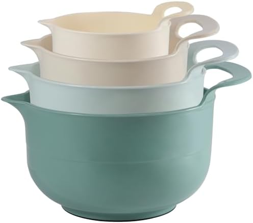 Mixing Bowls - 4 Piece Nesting Plastic Mixing Bowl Set with Pour