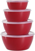 4-Piece Classic Plastic Bowls with Lids, 8/16/24/32oz Nesting Plastic