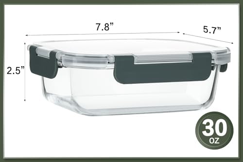KOMUEE 10 Pack 30 oz Glass Meal Prep Containers