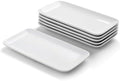 WishDeco Small Rectangle Plates Set of 6, White Serving Platters 9Inch