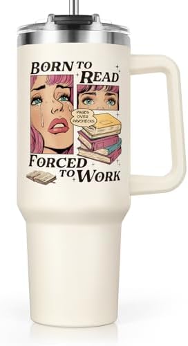 Funny Book Lovers Gifts for Women 40oz Tumbler with Handle and Straw