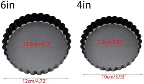 Pack of 6 Tart Pans Removable Bottoms Eggs Tart Molds Non Stick Small
