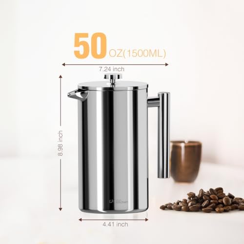 Utopia Kitchen 50 Oz Stainless Steel French Press