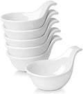 Flexzion Small Dipping Bowls with Handles, Ceramic White, 3 oz, 6-Pack