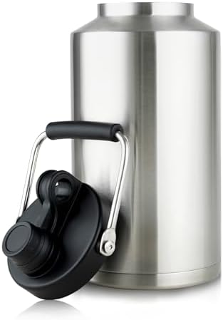 1 Gallon Water Bottle Insulated Stainless Steel Keeps Ice 48Hr, Large