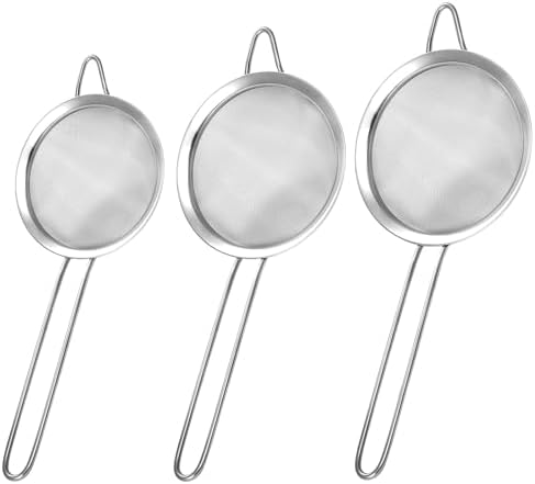 3 Pack Fine Mesh Strainer, Small Stainless Steel Sieves with Handles