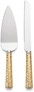 Creative Gifts International Gold Hammered Handle Knife and Server Set