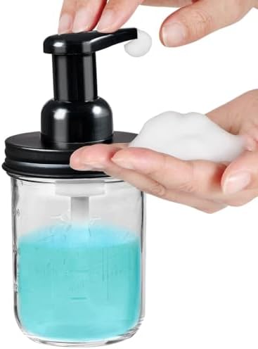 SheeChung Mason Jar Foaming Soap Dispenser and Toothbrush Holder Set