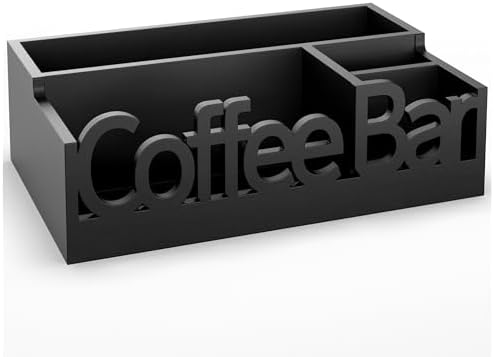 Coffee Bar Organizer Countertop,Wood Caddy with Compartments for