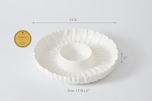 Pampa Bay Mascali Bianca Chip & Dip, 13"" D x 2"" tall, Small, White