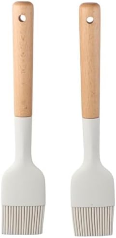 2Pcs Silicone Oil Brush with Wooden Handle,Durable Basting Brush