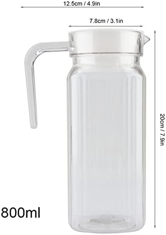 Yctze Acrylic Water Pitcher 800ml Clear Striped Jug with Lid