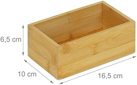 Relaxdays Bamboo Organiser Box, Narrow, Long, Storage for Kitchen