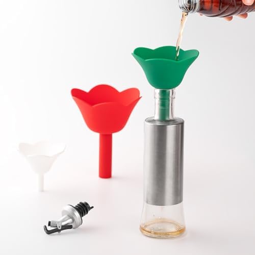 Silicone Flower Funnel Set 3-Piece Nesting Funnels for Kitchen Use
