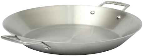 Babish 13 Inch Tri-Ply Stainless Steel Paella Pan, Large Skillet