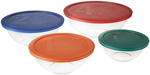 Pyrex Smart Essentials Mixing Bowl Set Including Locking Lids (Clear)