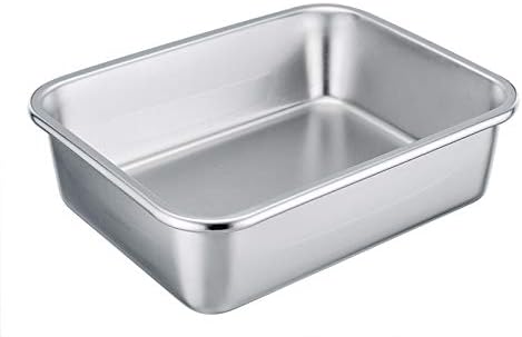 TeamFar Rectangular Cake Pan Brownie Pan, Stainless Steel Lasagna Pan