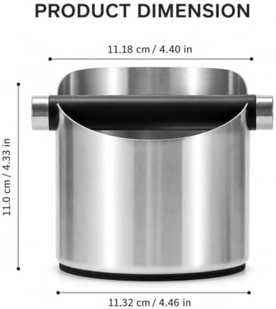 Espresso Knock Box, Stainless Steel Coffee Grounds Bin, Non-Slip Base