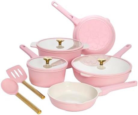 Paris Hilton Ceramic Nonstick Pots and Pans, Cookware Set, Cast