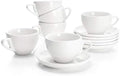 Sweese 6 Ounce Cappuccino Cups with Saucers, Porcelain Double Espresso