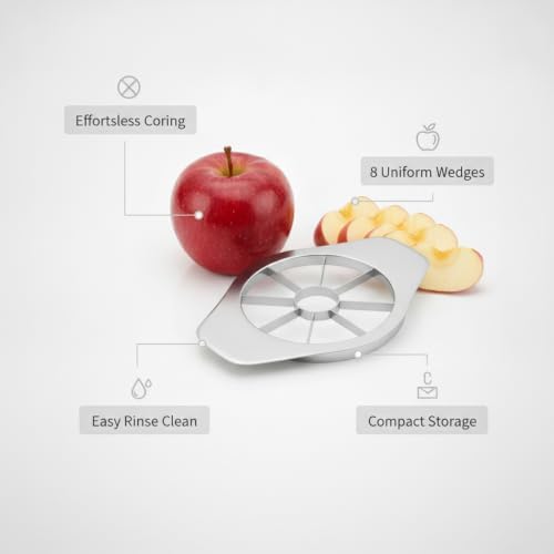 Apple Slicer and Corer, Stainless Steel One-Press Tool for Uniform
