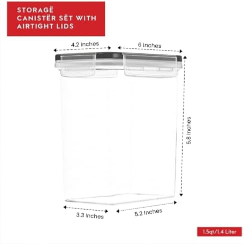 DWËLLZA KITCHEN Airtight Food Storage Container Set - 8 Pieces 1.4L