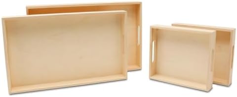 DIY Wooden Tray Set, Pack of 1 Sets of 4 Nesting Wood Tray with