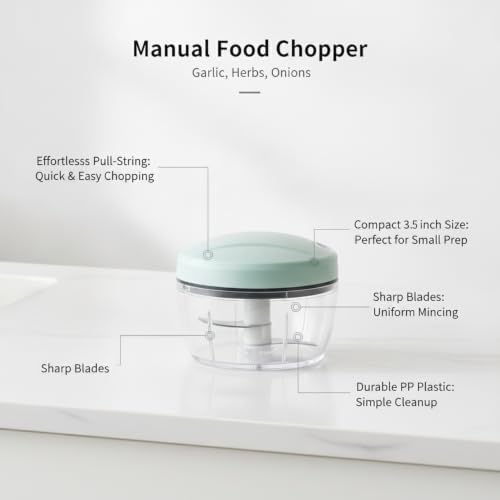 Manual Food Chopper, Pull String Vegetable Mincer for Garlic Herbs