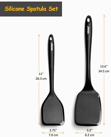 Vovoly Silicone Spatula Set,600°F Heat Resistant Solid Turner, 2Pc