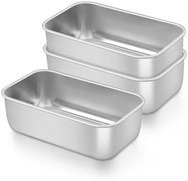 TeamFar Mini Loaf Pan, 3 PCS Stainless Steel Loaf Pans for Baking