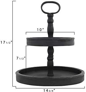 Creative Co-Op Distressed Blackwashed Wood 2-Tier Tray with Metal