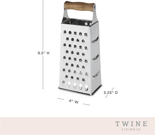 Twine Acacia Wood Handled Cheese Grater, Stainless Steel Grater