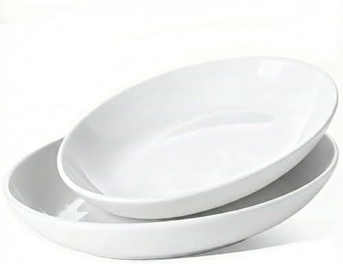 Oval Serving Platters Set of 2 (14" & 12"), Large Wide Ceramic Serving