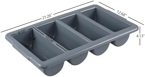 4 Pack Plastic Commercial Cutlery Bin, 4 Compartments