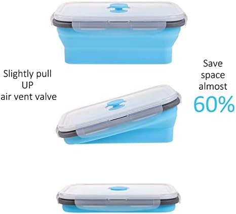 Collapsible Food Storage Containers with Lid & Air Vent, Bundle of