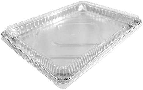 PACTOGO 1/2 Size Sheet Cake Aluminum Foil Baking Pans with Clear Low