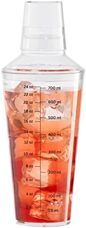 OGGI Clear Cocktail Shaker - 24 oz / 700 ml, Clear Durable Plastic