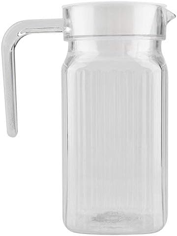 Fdit Acrylic Transparent Bottle Striped Water Ice Cold Jug with Lid