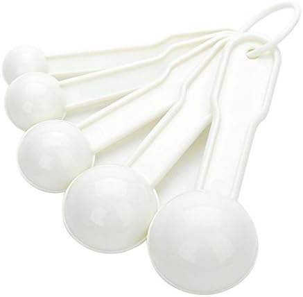 5 in 1 White Plastic 1g 2.5g 5g 10g 15g Measuring Spoons Set Kitchen