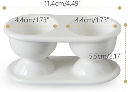 Cinf Ceramic Double Egg Cups 2 Pack, Boiled Egg Holders for Breakfast
