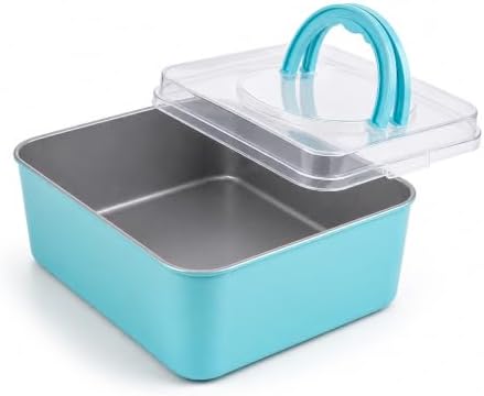 9x9 Square Cake Pan with Lid, Nonstick, Foldable Handle