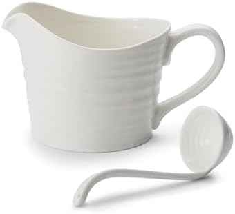 Portmeirion Sophie Conran Mini Sauce Jug & Ladle Set, 1 Pint - White