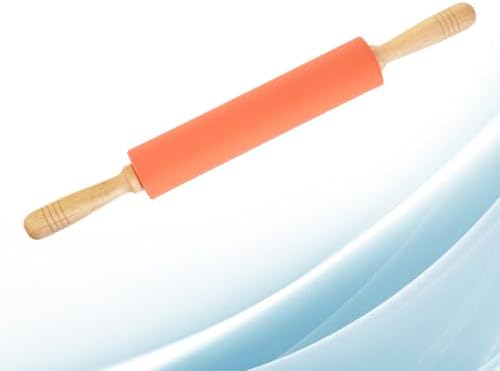 10 Inch Silicone Rolling Pin with Wood Handle for Dough