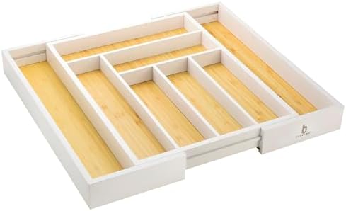 Bamboo drawer organizer, utensil holder, silverware organizer, and