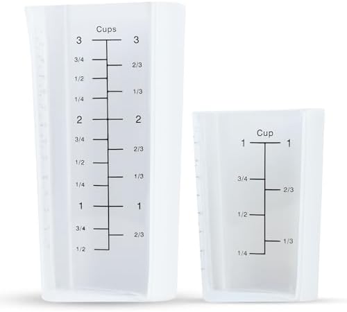Plastic Measuring Cups Set of 2 (1 Cup & 3 Cup with Oz & mL Markings)