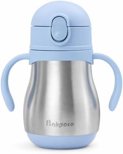 Bakpoco Stainless Steel Straw Sippy Cup for Toddlers 1-3 Years Old