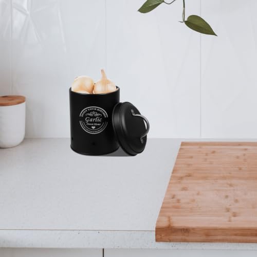 2pcs Black Metal Vegetable Storage Bin with Lid and Ventilation Holes