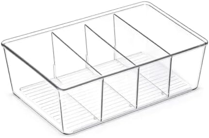 Transparent Plastic - 2pcs 4-Compartment Divided Storage Organizer